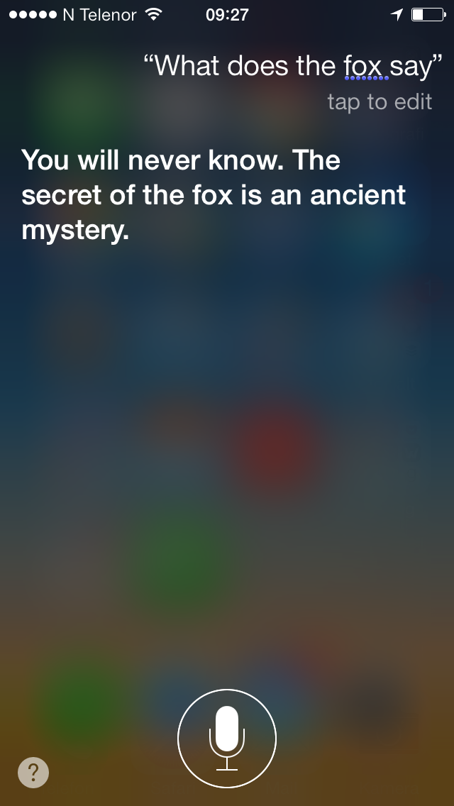 Siri gir svar på What does the for say