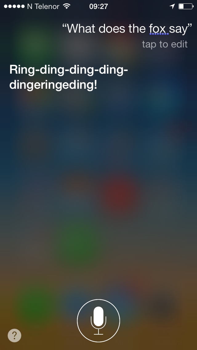 Siri gir svar på What does the for say