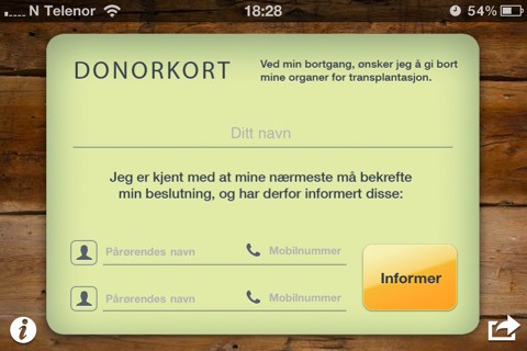 Organdonasjon på iPhone