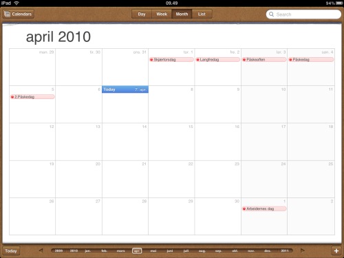 Kalender på iPad